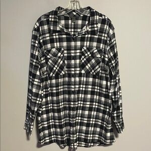 Eddie Bauer Black and White Flannel Shirt Size 2X
